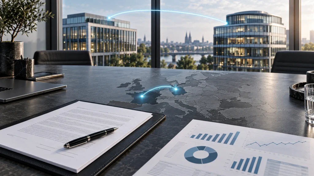Markterschließungszuschuss zwischen Unternehmen in Deutschland und Frankreich mit Vertrag und Finanzplanung